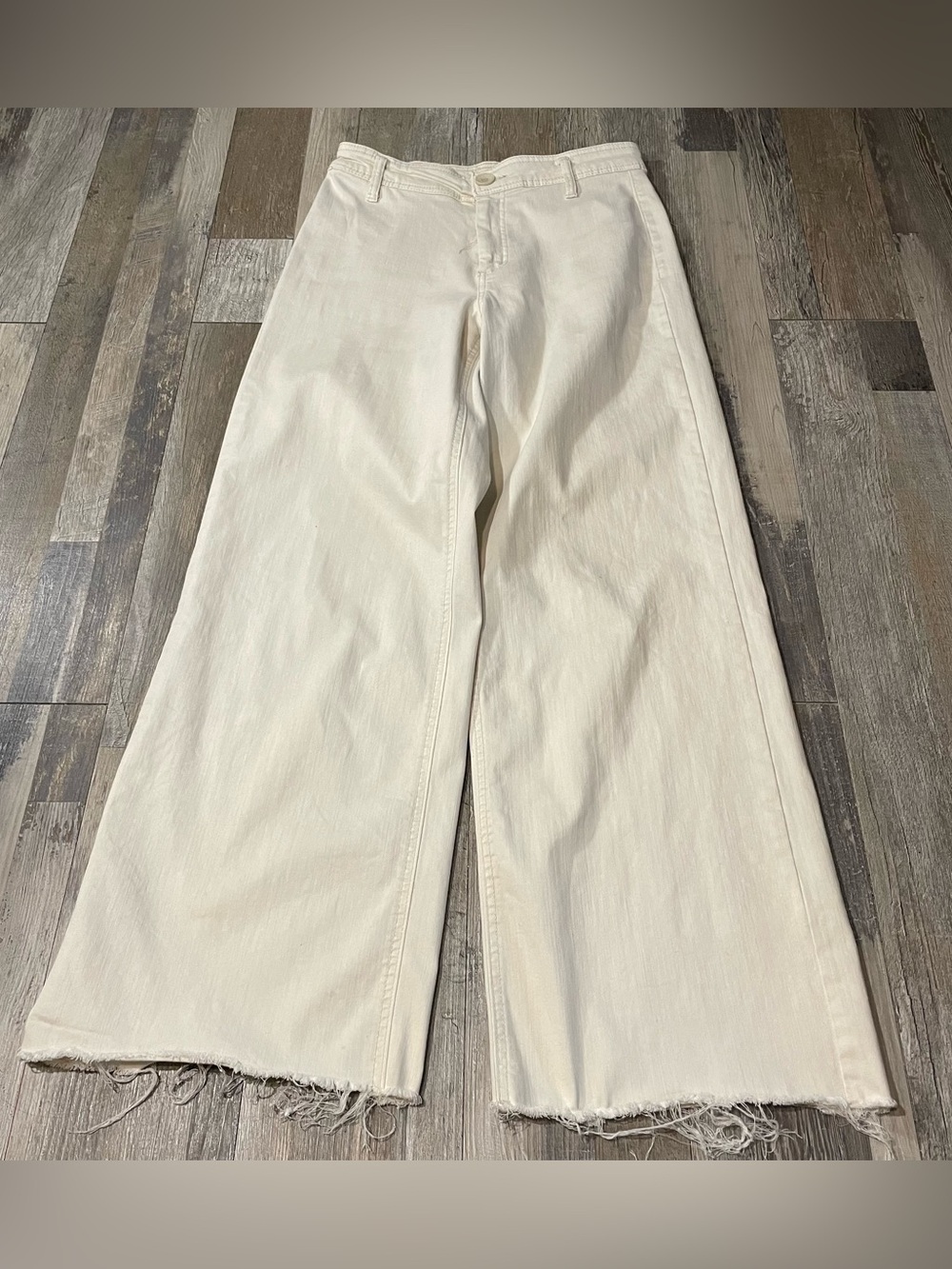 Oat New York Wide Leg Jean Sz 6/28 Beige High Rise Stretch Denim